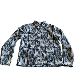 Eddie Bauer Fleece Jacket Youth Large Black Gray Geometric‎ Outwear Outdoors